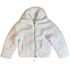 Universal Thread Sherpa Jacket Womens XS Cream Fleece Zip Funnel Collar Cozy